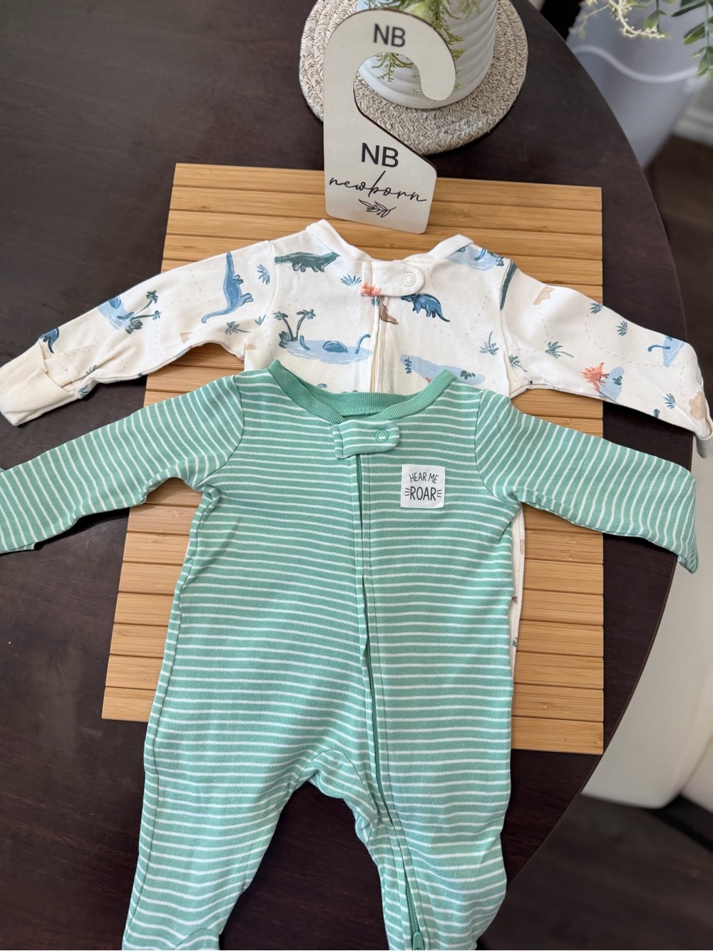 NWOT Baby Boy Newborn Dino Footed Sleepers Bundle of 2